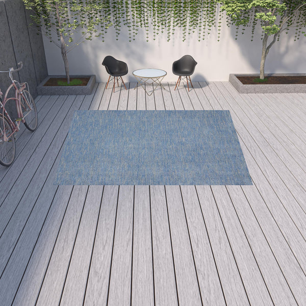 Homeroots 9' X 12' Blue And Grey Striped Non Skid Indoor Outdoor Area Rug  Polypropylene 479801