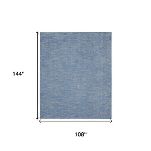 HomeRoots 9' x 12' Blue & Gray Striped Area Rug - Versatile Indoor/Outdoor Design for Stylish Spaces & Durability 479801