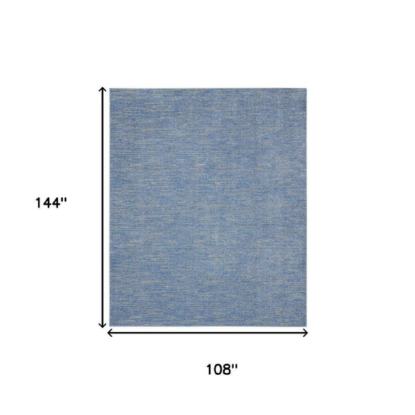 HomeRoots 9' x 12' Blue & Gray Striped Area Rug - Versatile Indoor/Outdoor Design for Stylish Spaces & Durability 479801