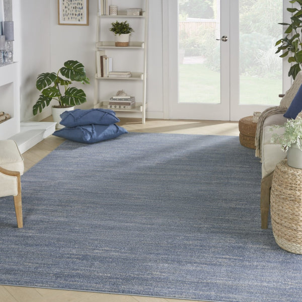 HomeRoots 9' x 12' Blue & Gray Striped Area Rug - Versatile Indoor/Outdoor Design for Stylish Spaces & Durability 479801