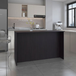 English Elm Kitchen Island With Two Cabinets & Three Open Shelves – Stylish, Eco-Friendly, And Spacious Design! B097S00198