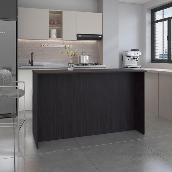 English Elm Kitchen Island With Two Cabinets & Three Open Shelves – Stylish, Eco-Friendly, And Spacious Design! B097S00198