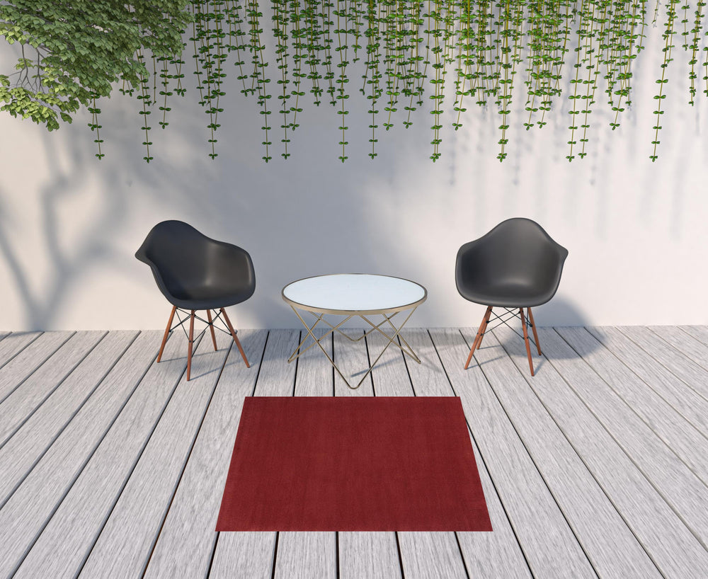 Homeroots 5' X 5' Brick Red Square Non Skid Indoor Outdoor Area Rug  Polypropylene 479805