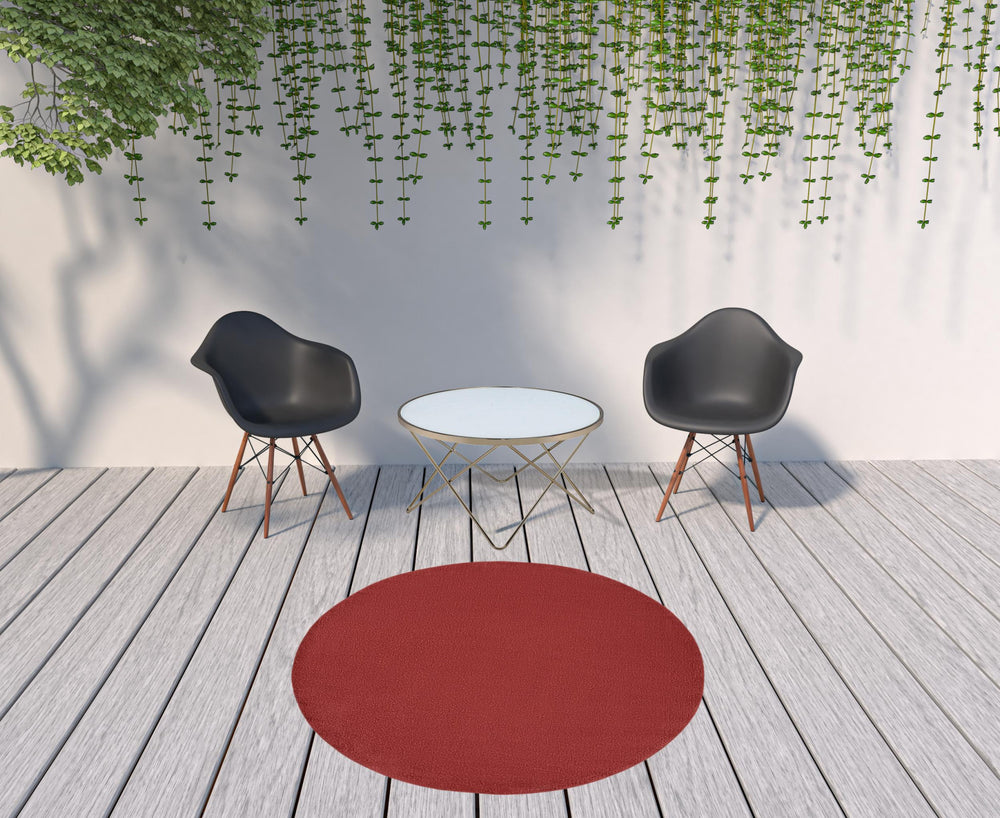 Homeroots 6' X 6' Brick Red Round Non Skid Indoor Outdoor Area Rug  Polypropylene 479806