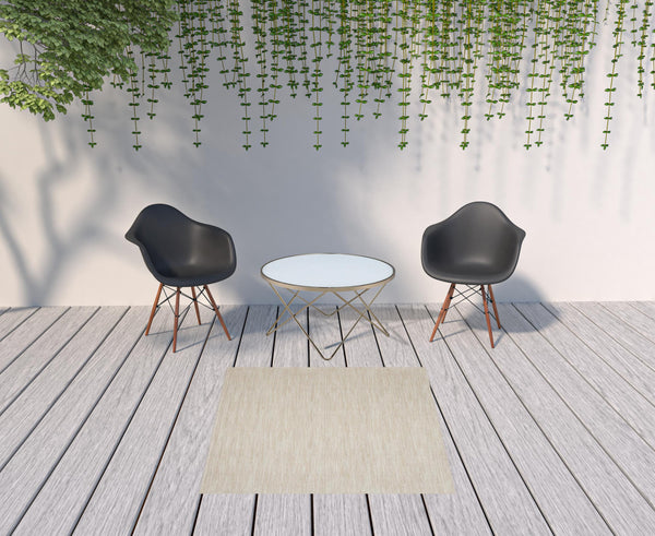 Homeroots 5' X 5' Ivory And Beige Square Non Skid Indoor Outdoor Area Rug  Polypropylene 479815