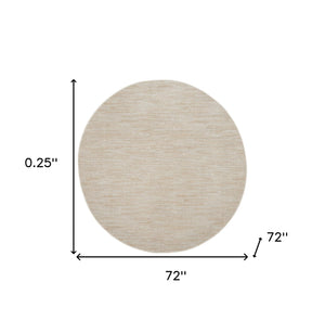 Homeroots 6' X 6' Ivory And Beige Round Non Skid Indoor Outdoor Area Rug  Polypropylene 479816