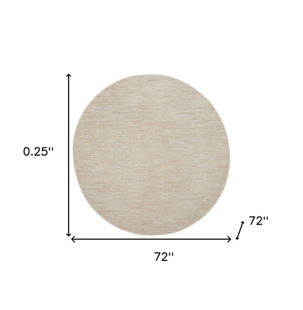 Homeroots 6' X 6' Ivory And Beige Round Non Skid Indoor Outdoor Area Rug  Polypropylene 479816