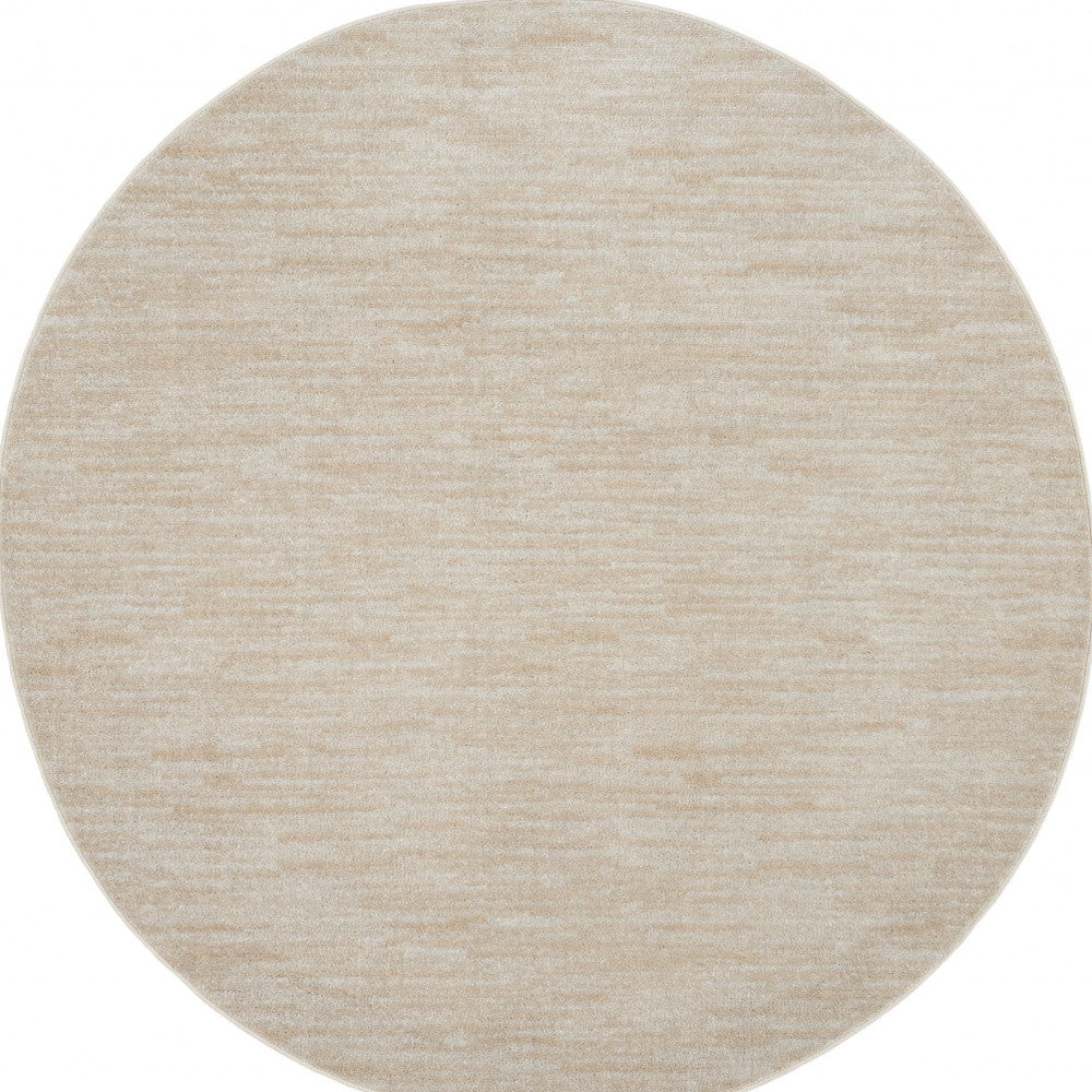 Homeroots 6' X 6' Ivory And Beige Round Non Skid Indoor Outdoor Area Rug  Polypropylene 479816