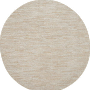 Homeroots 6' X 6' Ivory And Beige Round Non Skid Indoor Outdoor Area Rug  Polypropylene 479816