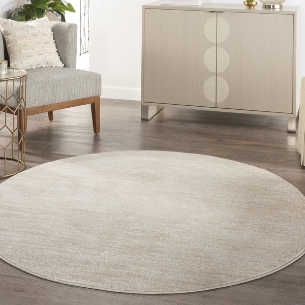 Homeroots 6' X 6' Ivory And Beige Round Non Skid Indoor Outdoor Area Rug  Polypropylene 479816