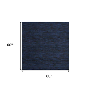 Homeroots 5' Midnight Blue Square Indoor Outdoor Area Rug  Polypropylene 479819