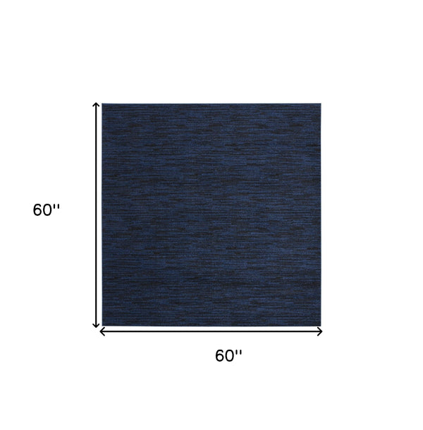 Homeroots 5' Midnight Blue Square Indoor Outdoor Area Rug  Polypropylene 479819