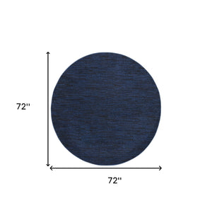Homeroots 6' X 6' Midnight Blue Round Non Skid Indoor Outdoor Area Rug  Polypropylene 479820