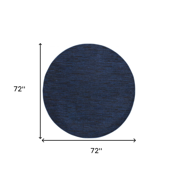 Homeroots 6' X 6' Midnight Blue Round Non Skid Indoor Outdoor Area Rug  Polypropylene 479820