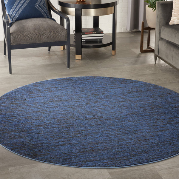 Homeroots 6' X 6' Midnight Blue Round Non Skid Indoor Outdoor Area Rug  Polypropylene 479820