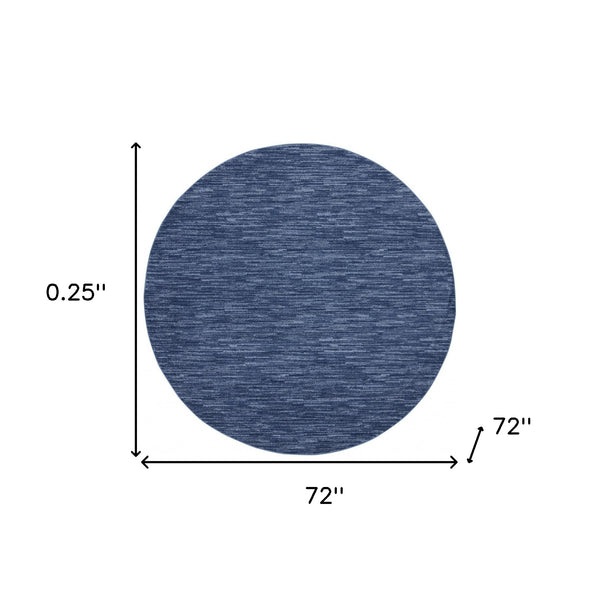 Homeroots 6' X 6' Navy Blue Round Non Skid Indoor Outdoor Area Rug  Polypropylene 479824