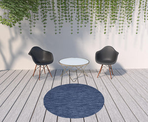 Homeroots 6' X 6' Navy Blue Round Non Skid Indoor Outdoor Area Rug  Polypropylene 479824