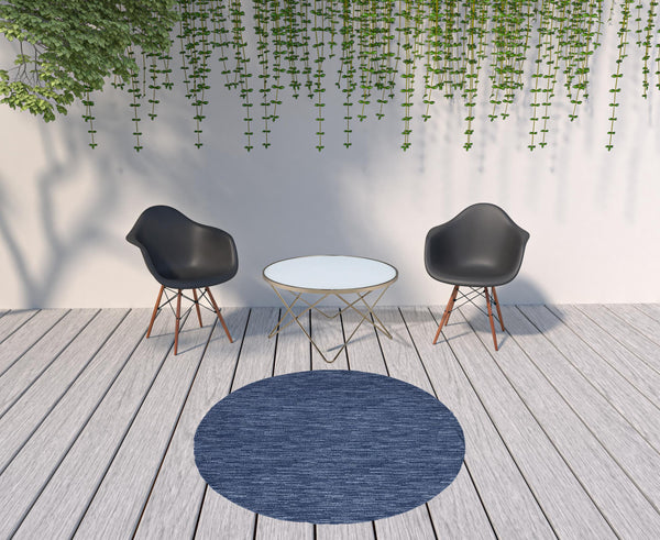 Homeroots 6' X 6' Navy Blue Round Non Skid Indoor Outdoor Area Rug  Polypropylene 479824