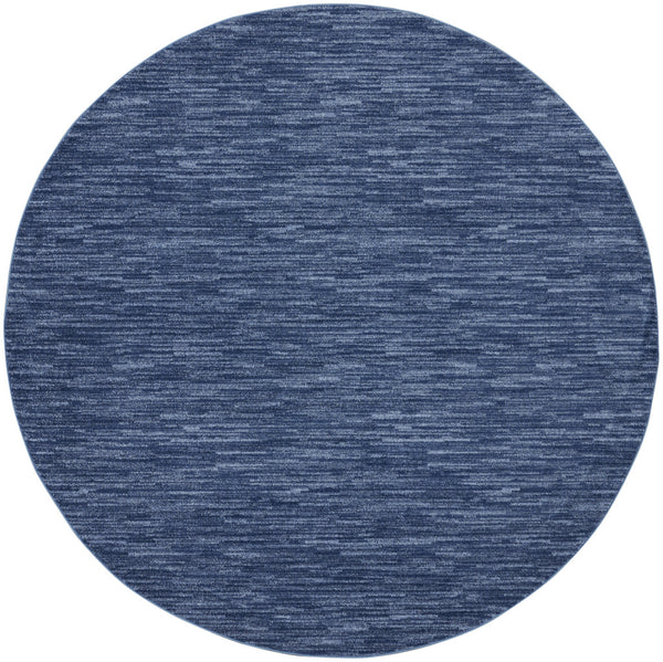 Homeroots 6' X 6' Navy Blue Round Non Skid Indoor Outdoor Area Rug  Polypropylene 479824