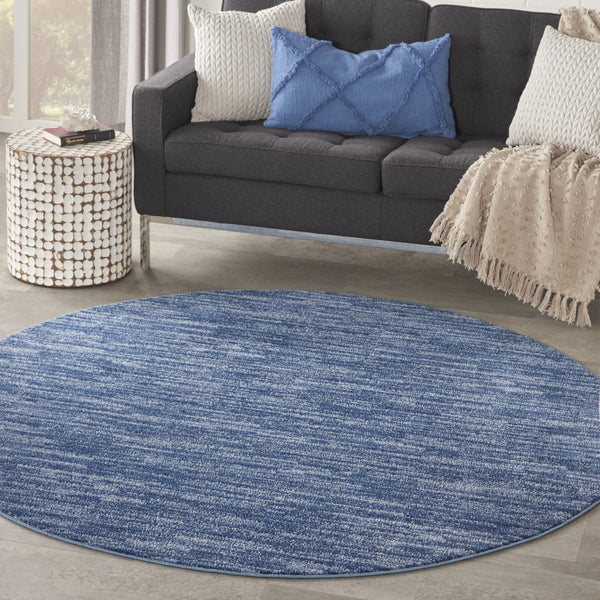 Homeroots 6' X 6' Navy Blue Round Non Skid Indoor Outdoor Area Rug  Polypropylene 479824