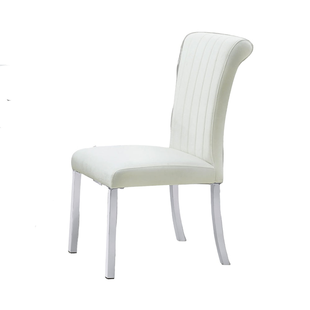 English Elm 2p Channel Tufted Side Chair with Sleek Contemporary Profile, Minimalist Upholstered Seat for Dining Silver,White 26 L x 19 W x 17 H B2741P404871