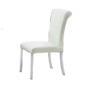 English Elm 2p Channel Tufted Side Chair with Sleek Contemporary Profile, Minimalist Upholstered Seat for Dining Silver,White 26 L x 19 W x 17 H B2741P404871