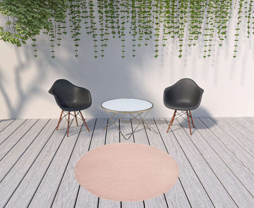 Homeroots 6' X 6' Pink Round Non Skid Indoor Outdoor Area Rug  Polypropylene 479836