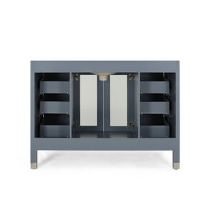 English Elm Christopher Knight Home® - 48'' Cabinet Grey Acacia Wood 48” Vanity with Frosted Glass Doors, 6 Soft-Close Drawers, No Top (96) 65596.00GRY