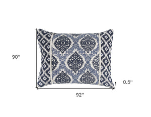 Homeroots Indigo Queen 100% Cotton 300 Thread Count Machine Washable Down Alternative Comforter  100% Cotton 479841