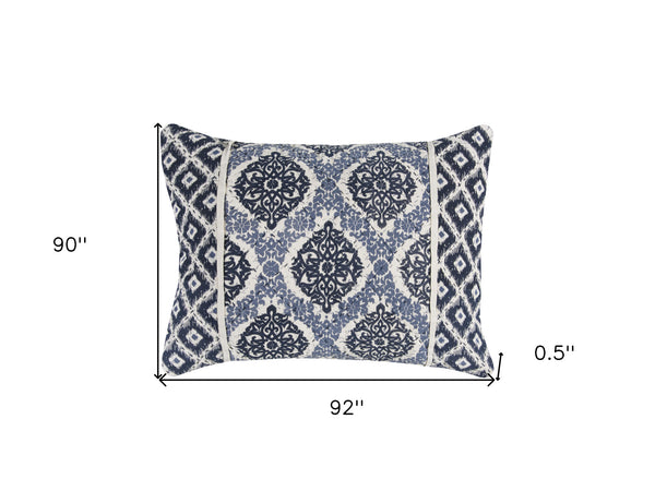 Homeroots Indigo Queen 100% Cotton 300 Thread Count Machine Washable Down Alternative Comforter  100% Cotton 479841