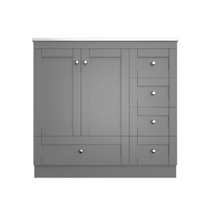 English Elm 72 Shaker Bathroom Vanity 72" Double-Sink Freestanding with Ceramic Basin, Soft-Close Drawers & Doors Grey N729P000010E