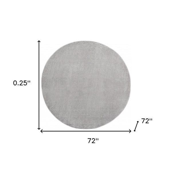 Homeroots 6' X 6' Silver Grey Round Non Skid Indoor Outdoor Area Rug  Polypropylene 479848