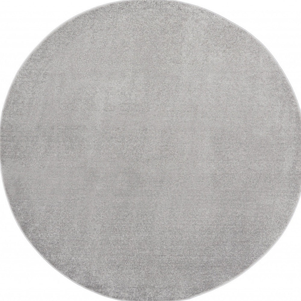 Homeroots 6' X 6' Silver Grey Round Non Skid Indoor Outdoor Area Rug  Polypropylene 479848