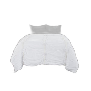 Homeroots White Queen 100% Cotton 300 Thread Count Machine Washable Down Alternative Comforter   479850