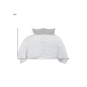 Homeroots White Queen 100% Cotton 300 Thread Count Machine Washable Down Alternative Comforter   479850
