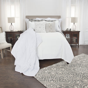 Homeroots White King 100% Cotton 300 Thread Count Washable Down Alternative Comforter  100% Cotton 479865