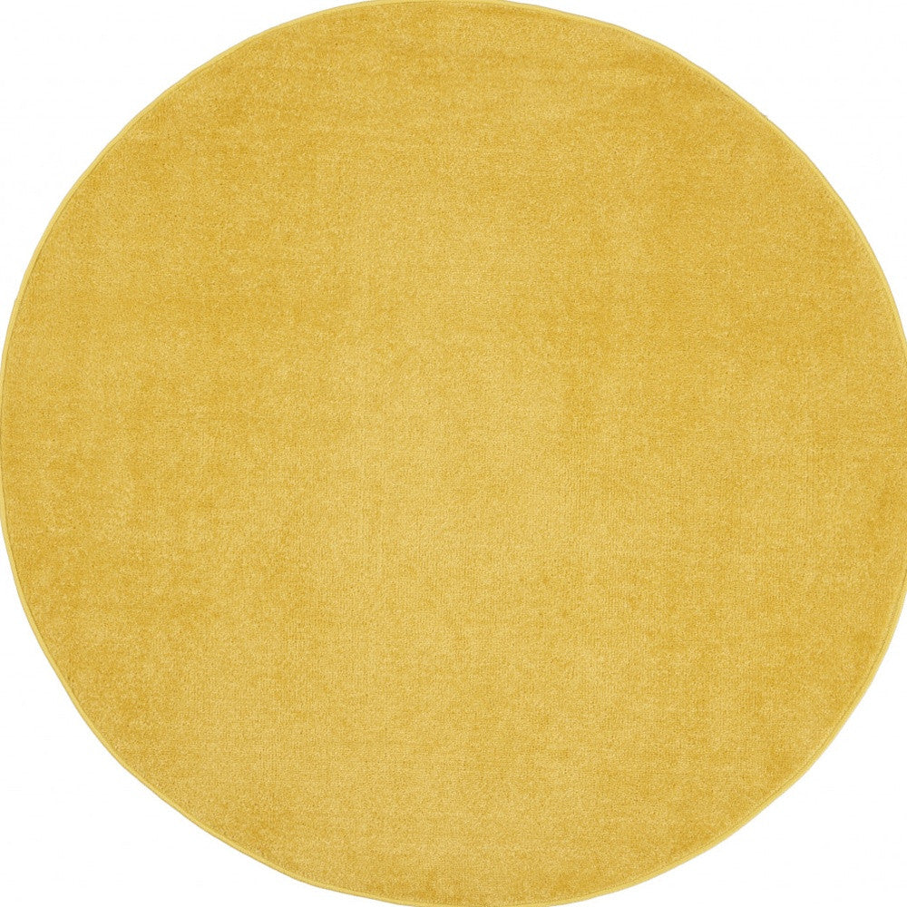 Homeroots 6' X 6' Yellow Round Non Skid Indoor Outdoor Area Rug  Polypropylene 479871