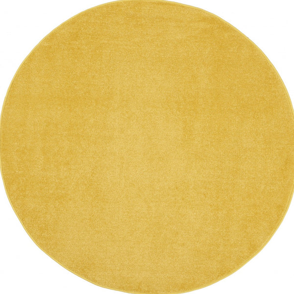 Homeroots 6' X 6' Yellow Round Non Skid Indoor Outdoor Area Rug  Polypropylene 479871