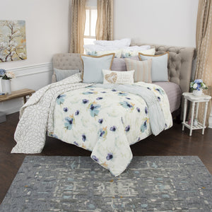 Homeroots White-multi Queen 100% Cotton 300 Thread Count Machine Washable Down Alternative Comforter  100% Cotton 479889