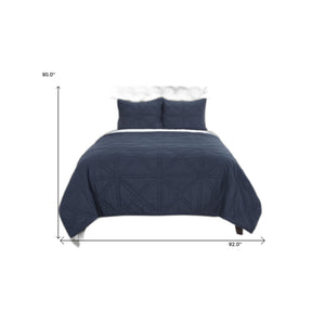 Homeroots Indigo Queen 100% Cotton 300 Thread Count Machine Washable Down Alternative Comforter  100% Cotton 479894