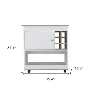 HomeRoots Brown Rolling Bar Cart with Wine Storage, Modern Design, Easy Mobility & Stylish Display for Entertaining 479896
