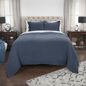HomeRoots Indigo Checkered King Quilt - Luxurious All-Season Comfort, Elegant Design, Perfect for Any Bedroom Style 479899