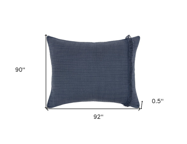 HomeRoots Indigo Checkered Queen Quilt for Stylish Comfort | Soft Cotton, Easy-Care, Year-Round Warmth 479901