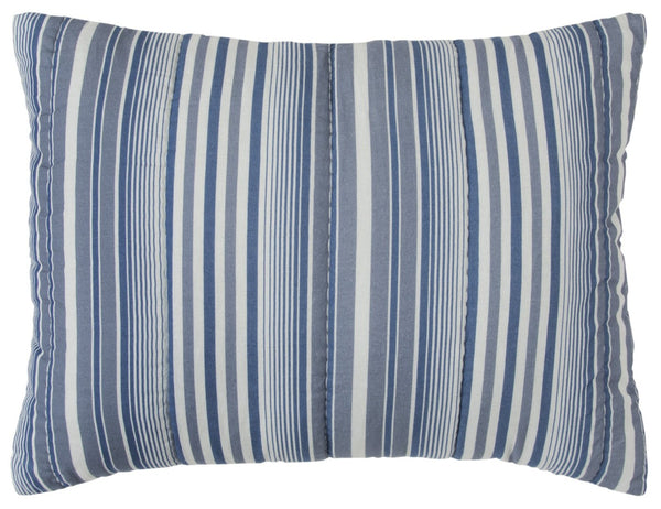 HomeRoots Blue Timeless King Quilt – Premium Cotton, 300 TC, Classic Stripes, All-Season Comfort & Easy Care! 479905