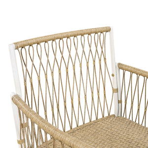 English Elm Topmax Outdoor Acacia Wood Dining Set with Wicker Arm Chairs for Patio Garden SP100032AAN