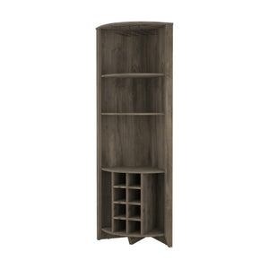 HomeRoots 71" Dark Brown Wood Corner Bar Cabinet - Stylish Corner Storage for Wine, Glassware & Accessories 479912