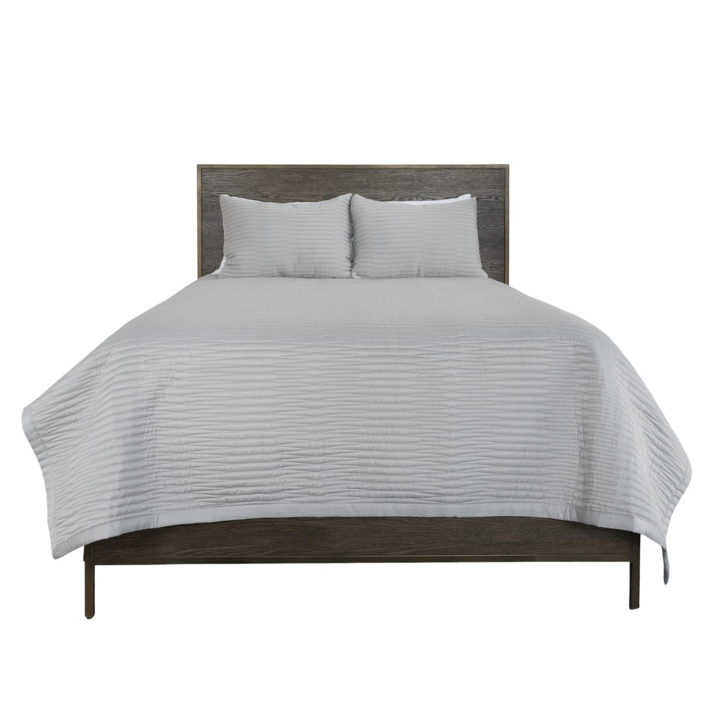 HomeRoots Set of Three Gray Geometric King Quilt – Modern Comfort & Style for All-Season Luxury Bedding 479924