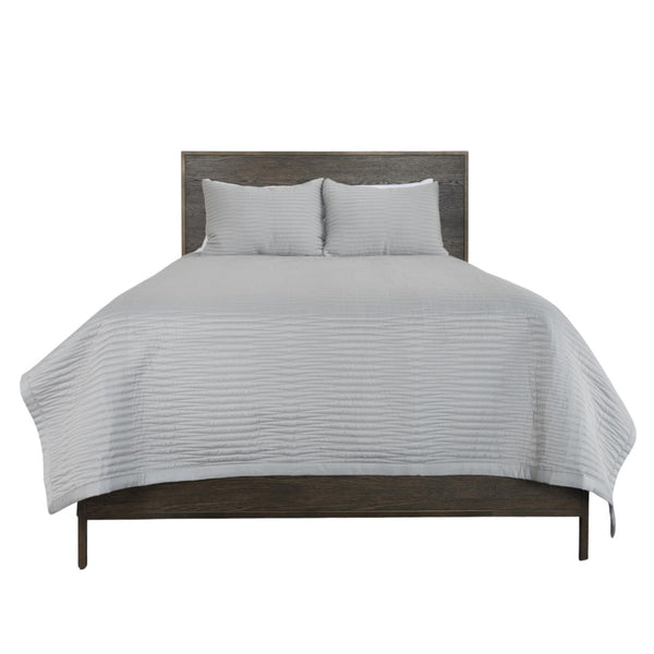 HomeRoots Set of Three Gray Geometric King Quilt – Modern Comfort & Style for All-Season Luxury Bedding 479924