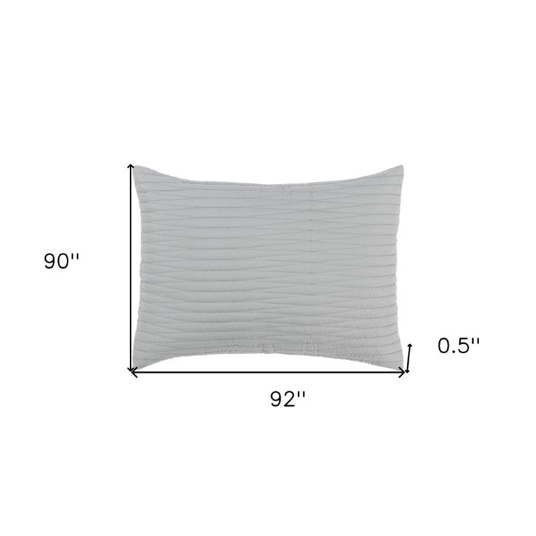 HomeRoots 92 Inch Oversized Geometric Cotton Quilt Soft Breathable Bedding for Modern Bedroom Comfort Gray 479925