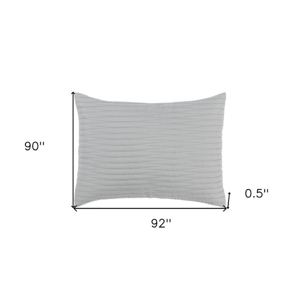 HomeRoots 92 Inch Oversized Geometric Cotton Quilt Soft Breathable Bedding for Modern Bedroom Comfort Gray 479925